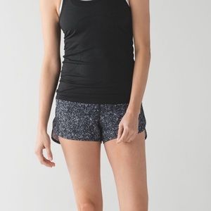 lululemon speed short in black and white splatter